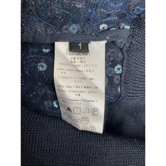 Patrizia Pepe Sera Cardigan Sweater Sequin Wool Silk Long Sleeve Navy Blue Zip S - Picture 8 of 8